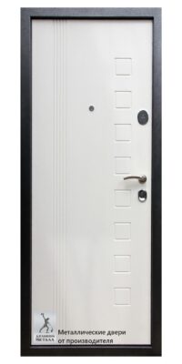 Обратная сторона стальной входной двери ДМГ-105 в белом цвете