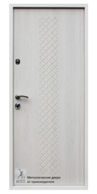 Обратная сторона металлической двери в квартиру ДМС-507 с индивидуальной фрезеровкой