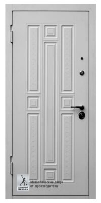Белая металлическая дверь ДМС-509 с МДФ панелями
